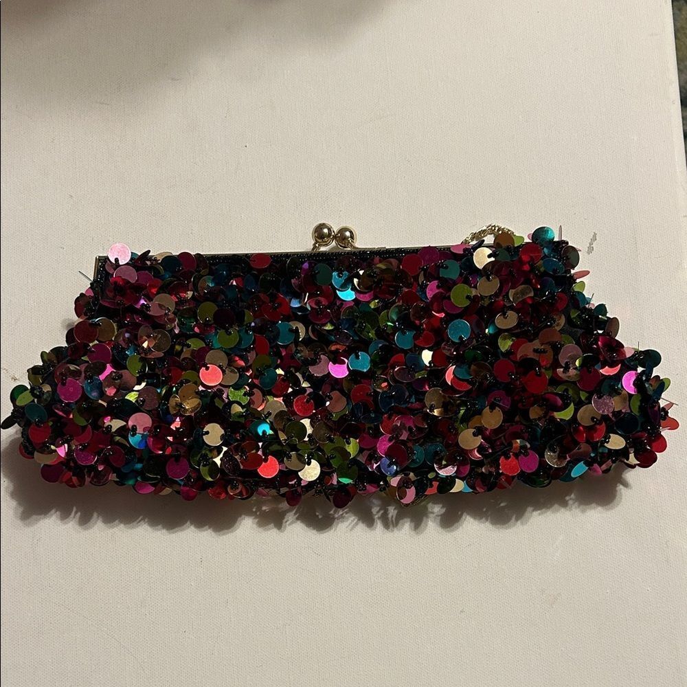 Vibrant Multicolor Sequin Clutch